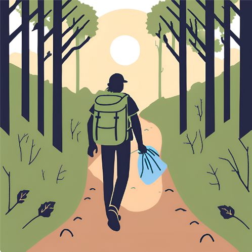 Leave No race Principles-Hiker with Trash Bag